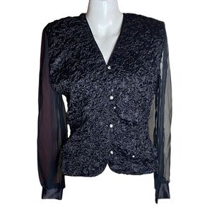 Jeffrey & Dara Black Evening Jacket with See-Through Sleeves Size 6